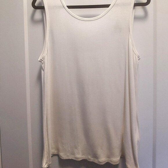 BANANA REPUBLIC Women's White Sleeveless Tank Top w/Low V-Back/Band - Medium - Picture 5 of 6